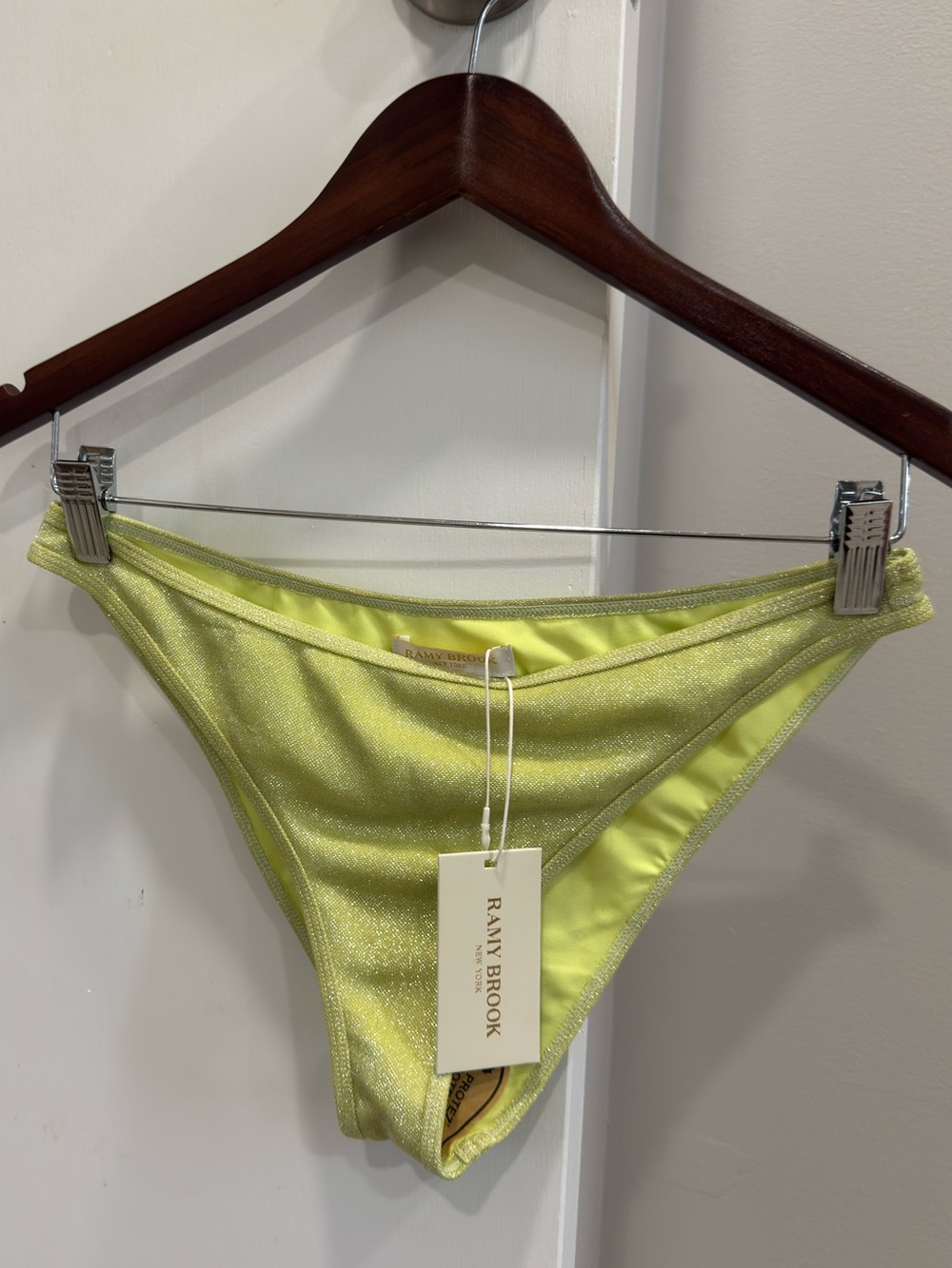 Ramy Brook Isla Bikini Bottom Shimmer Lime Green NWT